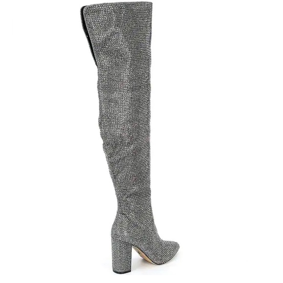 Carvela Shine Over-The-Knee Rhinestone Embellished Block Heel Boots Size 6 - Picture 4 of 4